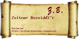 Zoltner Bozsidár névjegykártya